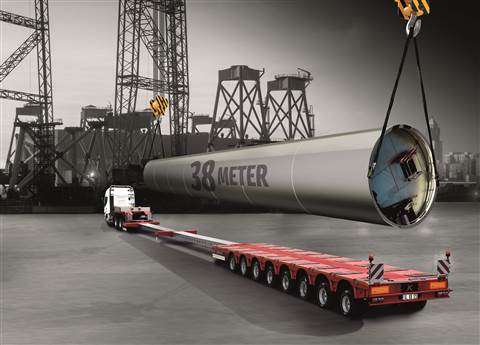 The new 8 axle KÃ¤ssbohrer K.SLH 8 extendable low bed semi trailer